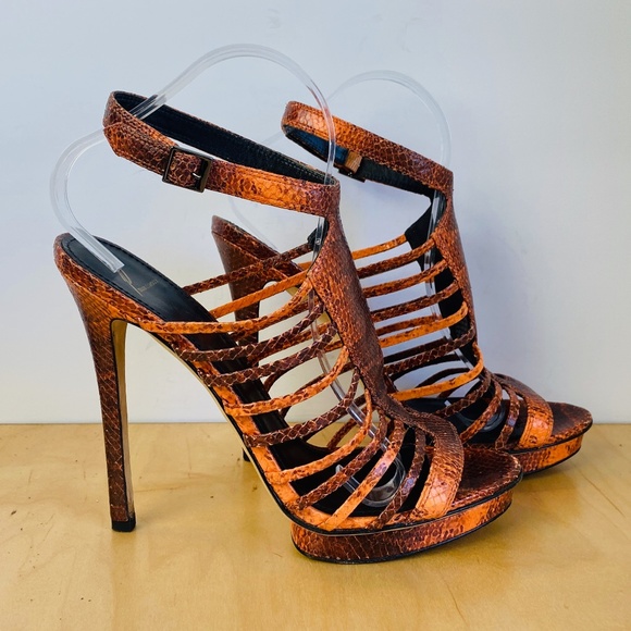 Brian Atwood Shoes - Brian Atwood Slingback Reptile Stiletto Sandals, 10.